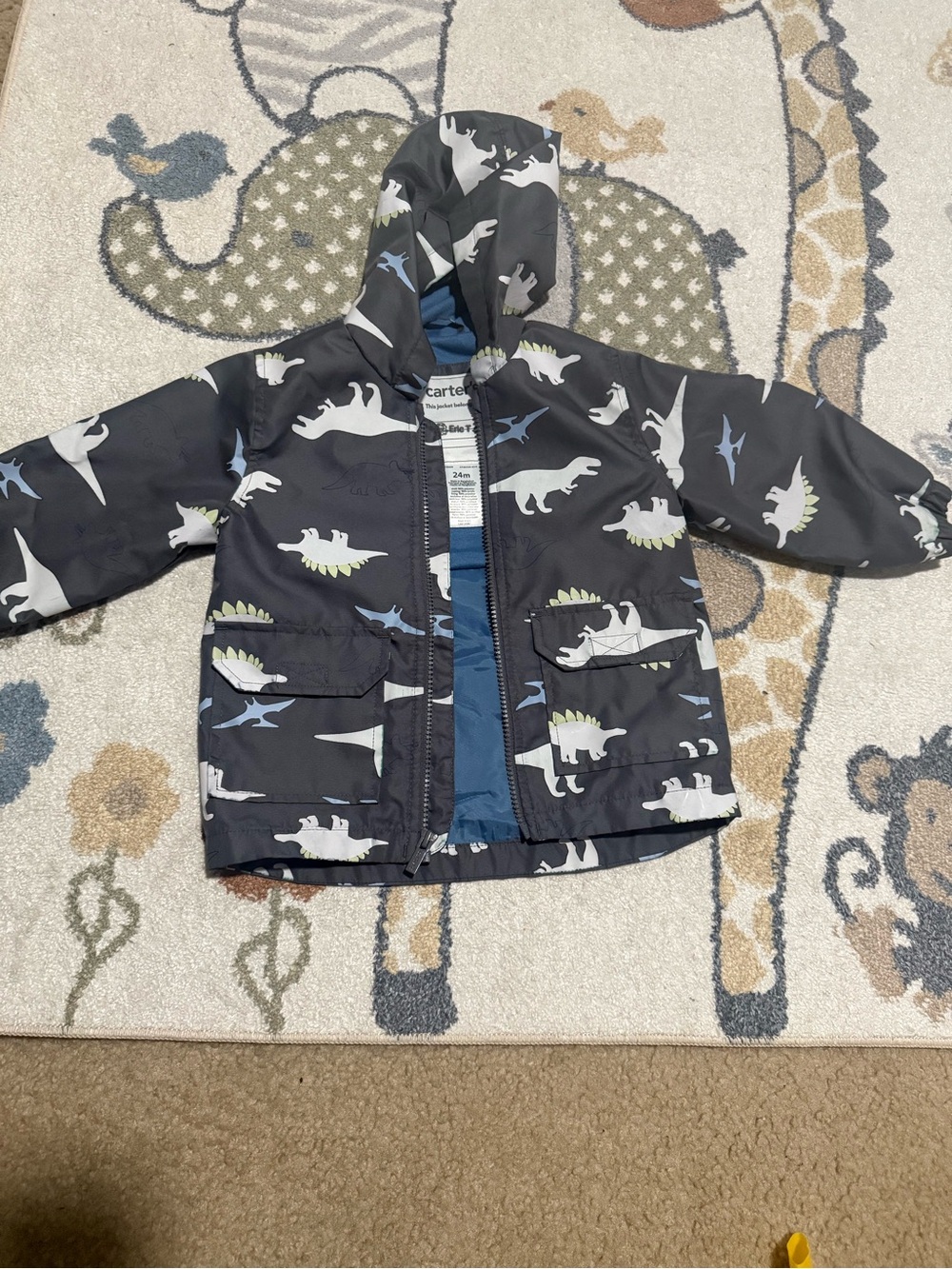 Carter's Boys Gray Dinosaur Hooded Jacket